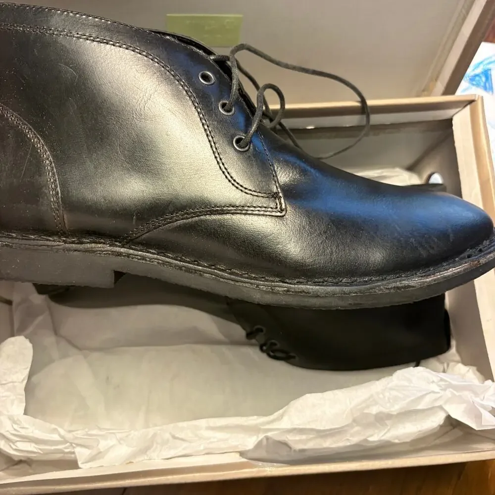 Crown Vintage Mens Casper Chukka Boots 8.5 NWT Black Lace Up Oxford Leather